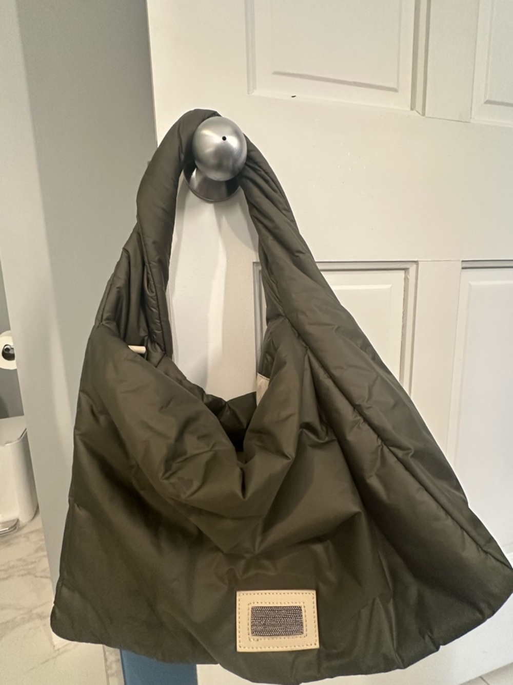 Peserico Olive Green Puffer Shoulder Bag